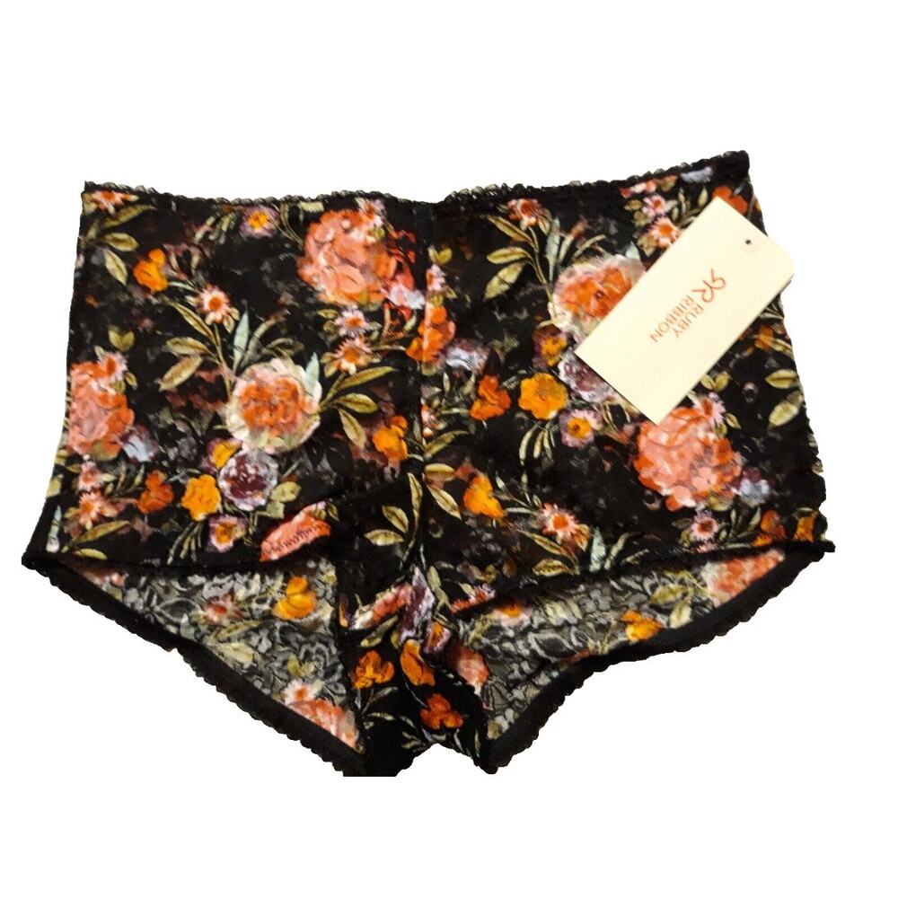 Brand New Ruby Ribbon Mirabella Women's Size Small Restyle Panty Black Floral
